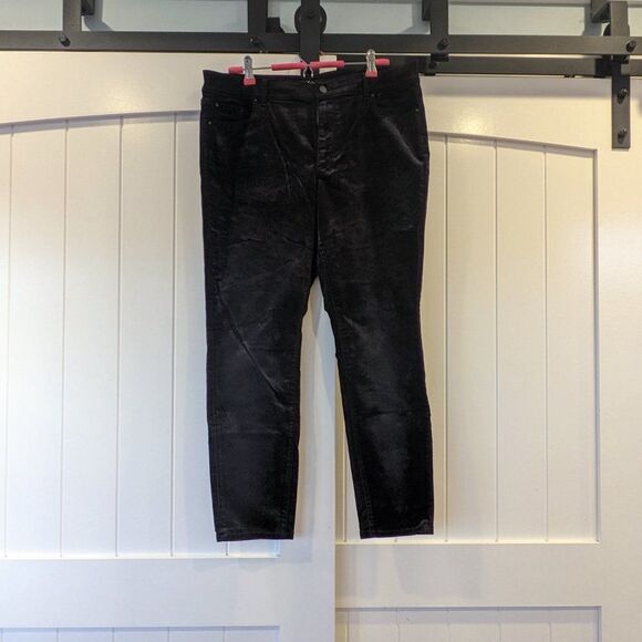 Ann Taylor Sculpting Mid Rise Curvy Black Velvet Skinny Pants SIZE 12 - Picture 5 of 14
